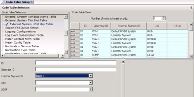 The external system UOM map filled out on the code table setup tab.